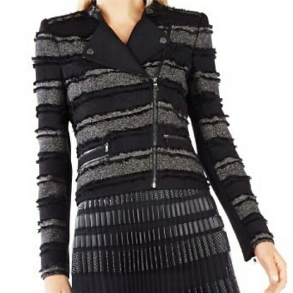 BCBG Max Azria Jaison Fringe Moto Jacket ASO Willa Holland Size S - Picture 6 of 13